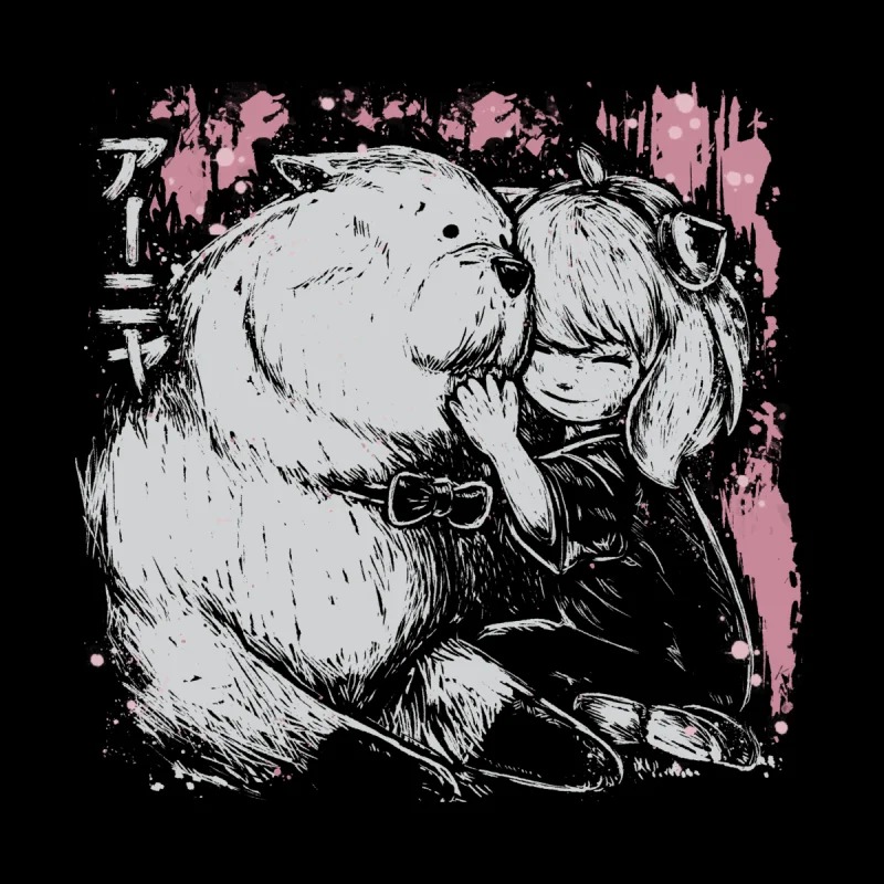 Anya Forger and her dog Bond from anime and manga Spy x Family.