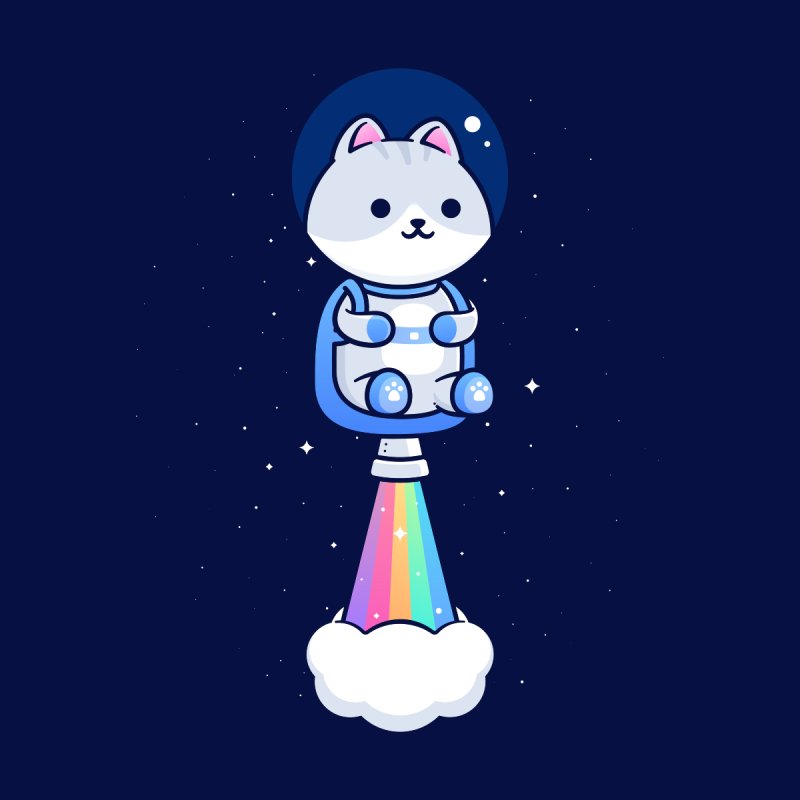 Kawaii Astronaut Cat with Rainbow Jetpack