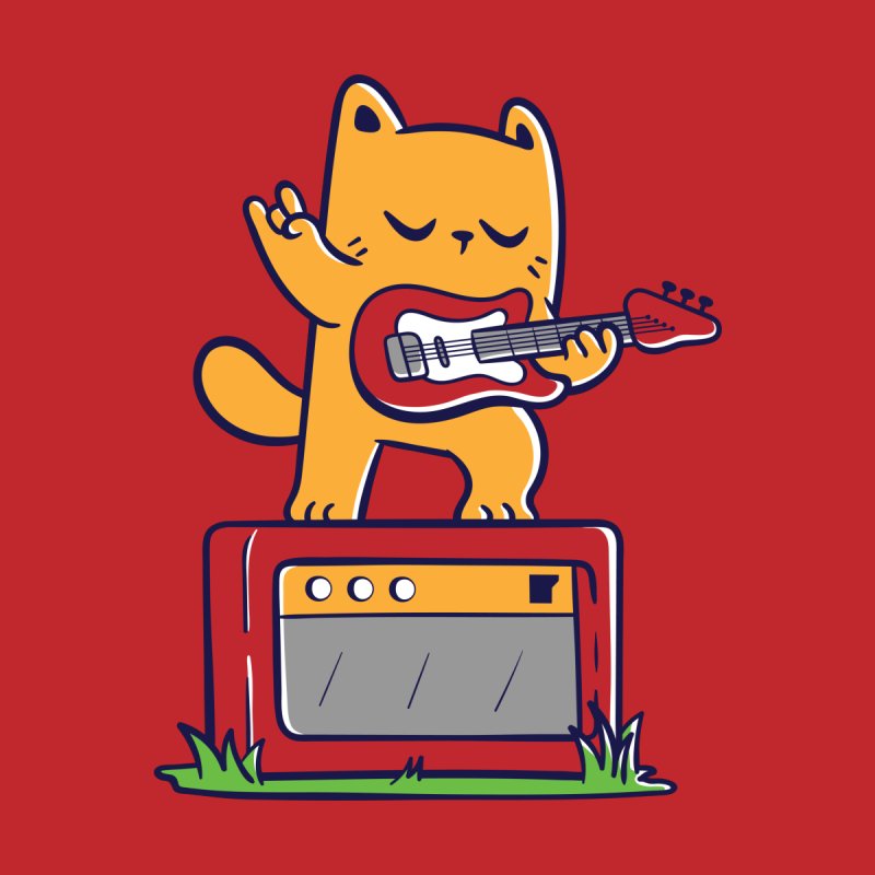Cat and Electric Guitar