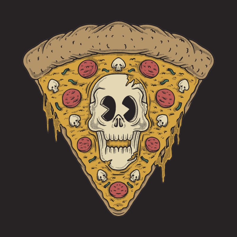 Retro Cartoon Skull Pizza