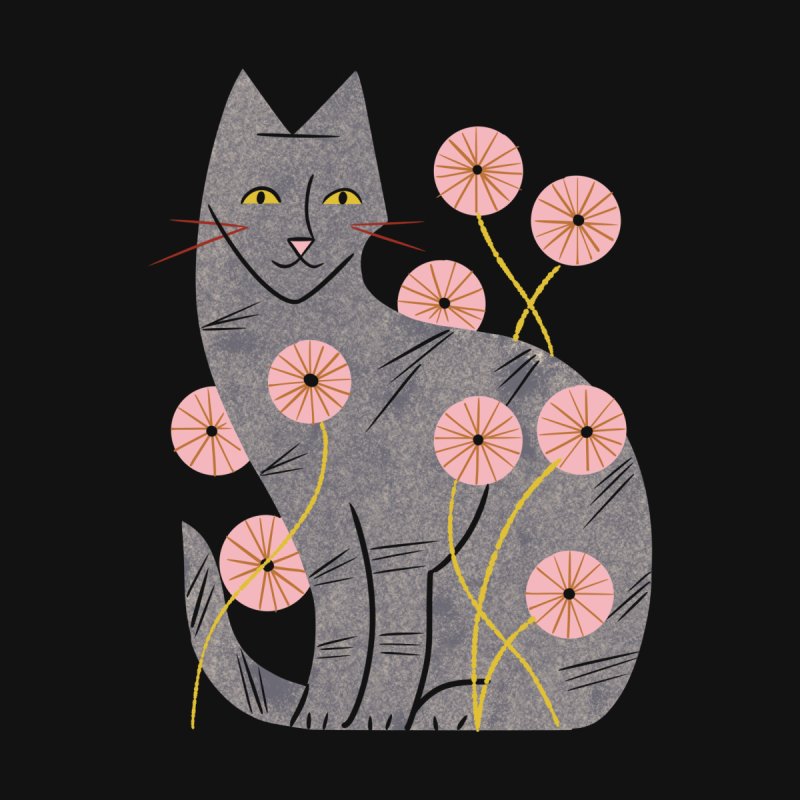 Tabby Cat And Wildflowers