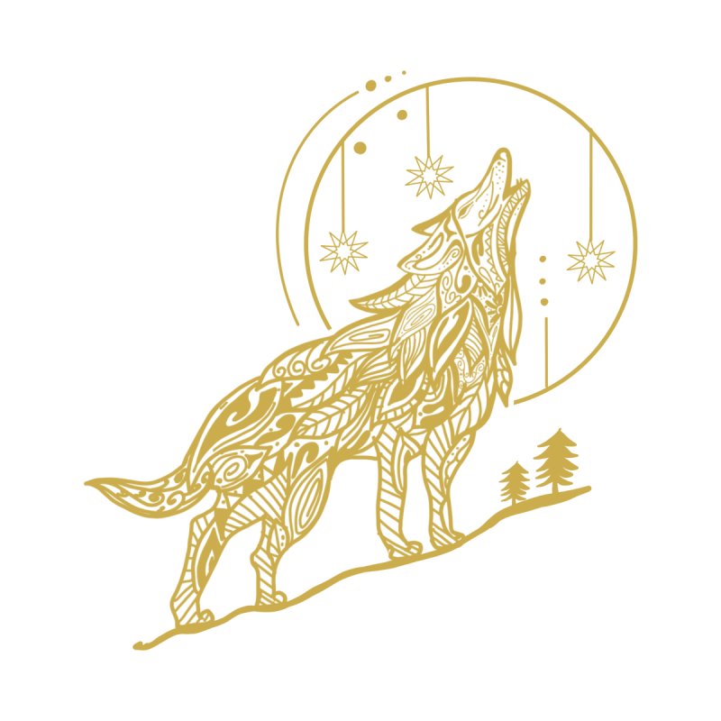 Winter Golden Howling Wolf