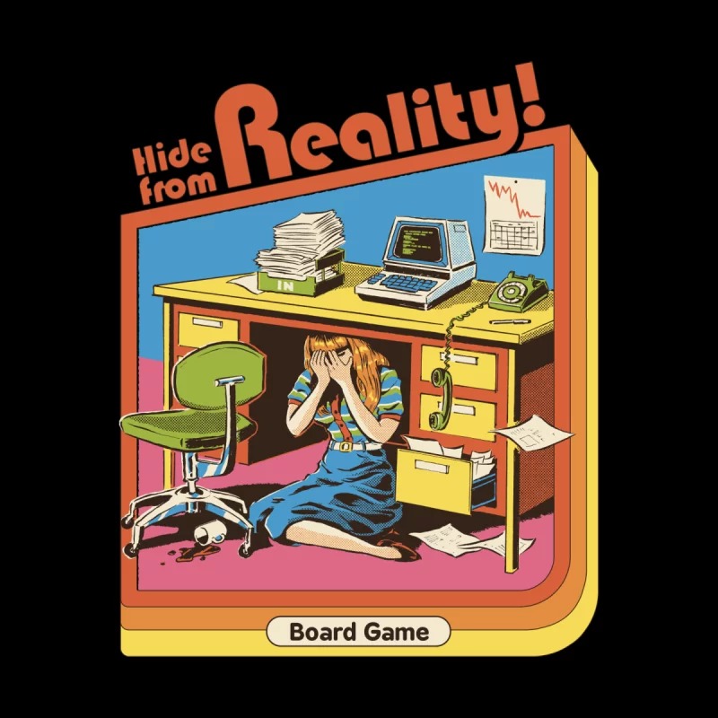 An image of the "Hide from Reality" board game, highlighting its creative design and inviting players to explore imaginative scenarios.